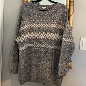 J Jill Sweater gray, white, pink L NWOT